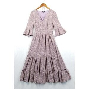 Lulus‎ Dress Women S Dusty Lavender Where the Wind Blows Floral Cottage Prairie
